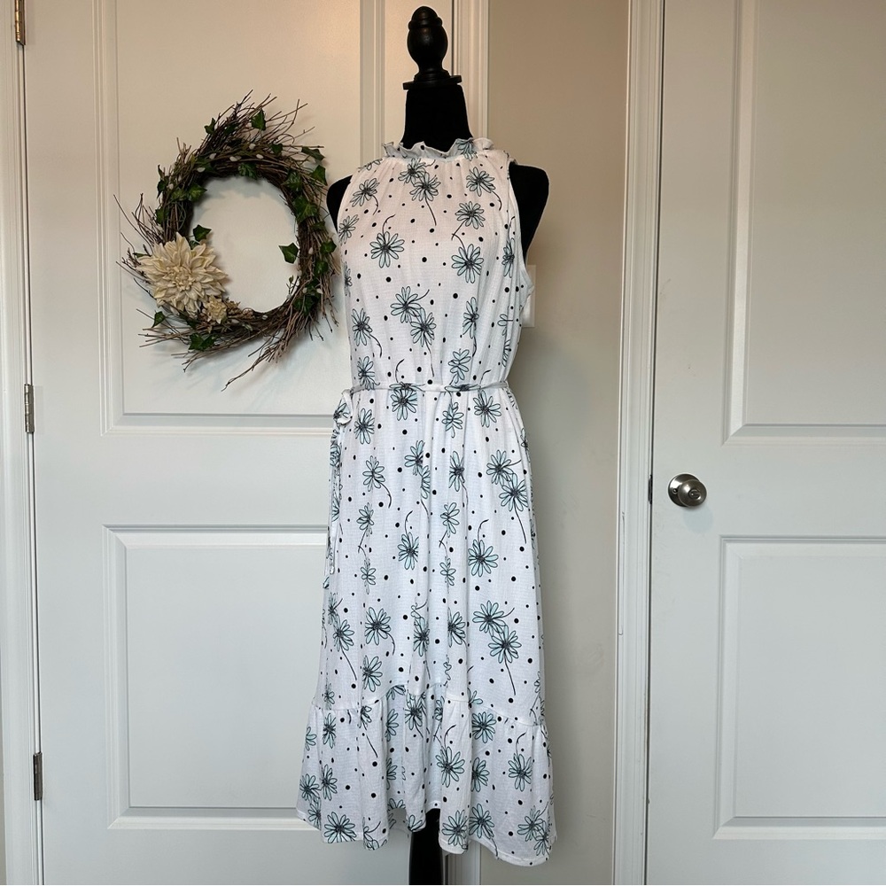 Cato White Floral Midi Dress | Size M